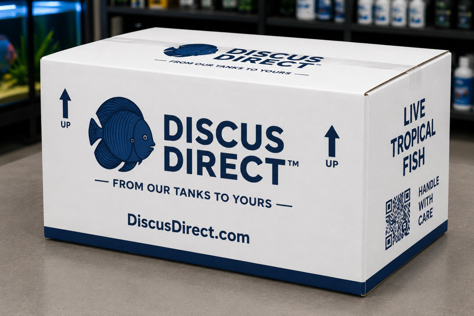 Discus Direct live tropical fish shipping box
